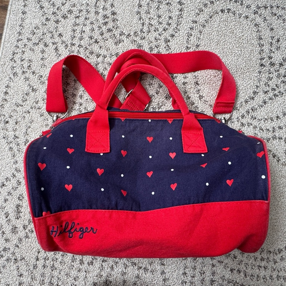 Tommy Hilfiger Red & Navy Heart Canvas Mini Duffel